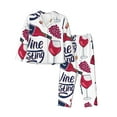 thumbnail image 1 of Disketp Pajamas Set Long Sleeve Sleepwear Womens Button Down Nightwear Pj Sets-Red Wine Glass Bottle, 1 of 9