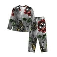 thumbnail image 1 of Disketp Pajamas Set Long Sleeve Sleepwear Womens Button Down Nightwear Pj Sets-Skulls Roses, 1 of 9