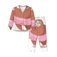thumbnail image 1 of Disketp Pajamas Set Long Sleeve Sleepwear Womens Button Down Nightwear Pj Sets-Sloth With Donuts1, 1 of 9