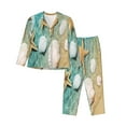 thumbnail image 1 of Disketp Pajamas Set Long Sleeve Sleepwear Womens Button Down Nightwear Pj Sets-Starfish And Seashell, 1 of 9