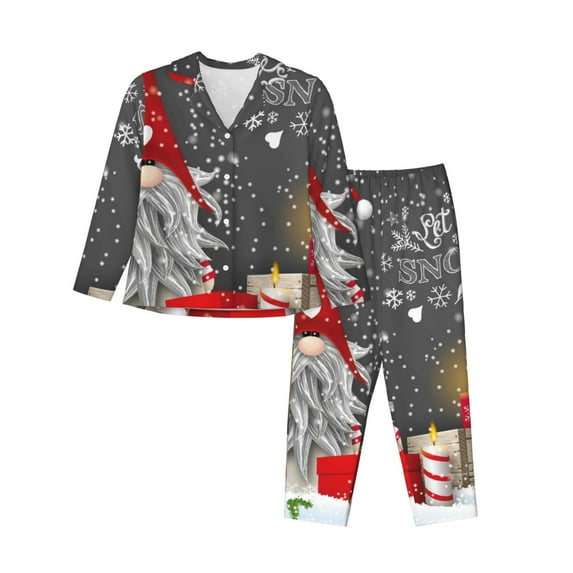 Disketp Pajamas Set Long Sleeve Sleepwear Womens Button Down Nightwear Pj Sets-Traditional Scandinavian Dwarf