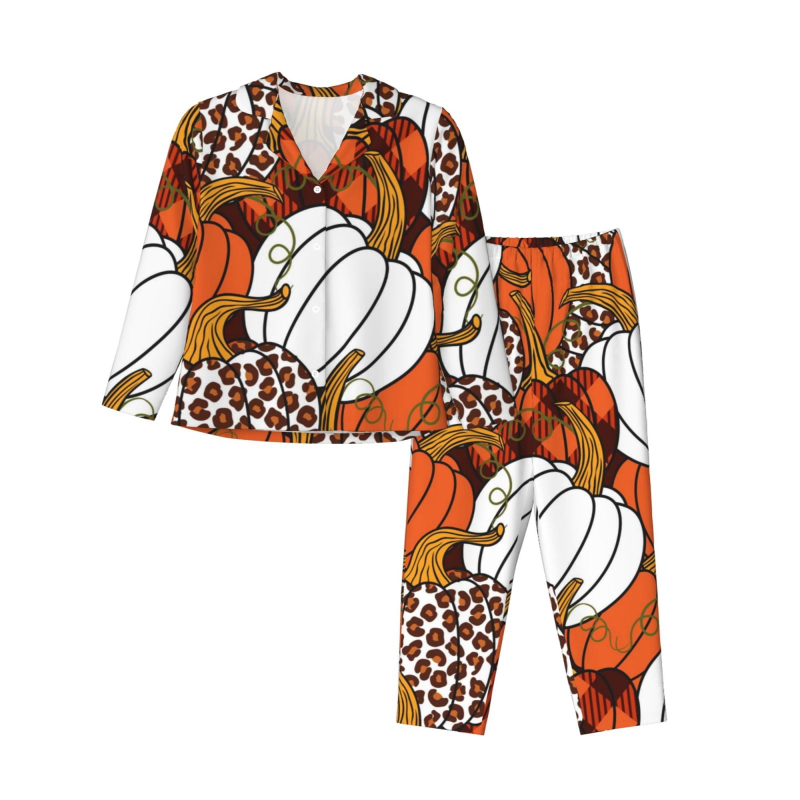 Disketp Pajamas Set Long Sleeve Sleepwear Womens Button Down Nightwear ...