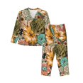 thumbnail image 1 of Disketp Pajamas Set Long Sleeve Sleepwear Womens Button Down Nightwear Pj Sets-Watercolor Flower, 1 of 9