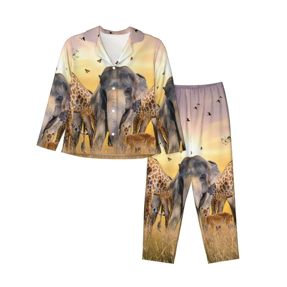 Disketp Pajamas Set Long Sleeve Sleepwear Womens Button Down Nightwear Pj Sets-Wildlife Protection
