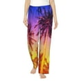 thumbnail image 1 of Disketp Palm Trees At Sunset Print Women'S Comfy Pajama Pants Casual Drawstring Palazzo Lounge Wide Leg Pants, 1 of 9