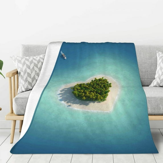 Disketp Paradise Island Cozy Flannel Fleece Throw Blanket: Has a velvety texture for All Seasons - Perfect for Women, Men, & Kids"80"x60"