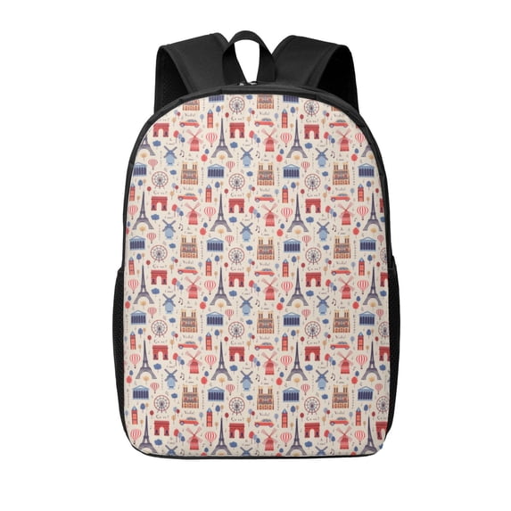 Disketp Paris School Backpack, Lightweight Basic Middle School Bookbags 17 Inch Casual Daypack for Student College, Travel or Outdoor