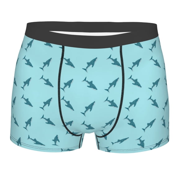 Disketp Party Shark Cute Men's Boxer Briefs,Soft and Breathable Cotton Underwear with ComfortFlex Waistband