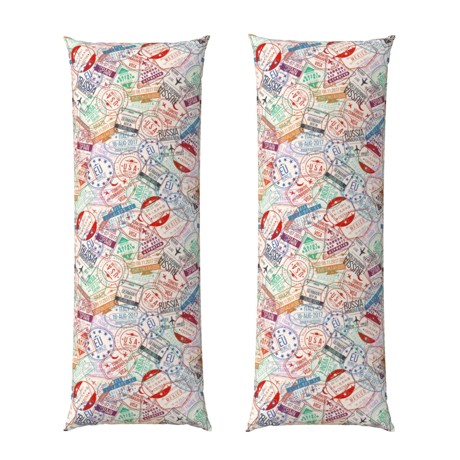 Disketp Passport Stamp Print Body Pillow Cover Super Soft 20x54 Body