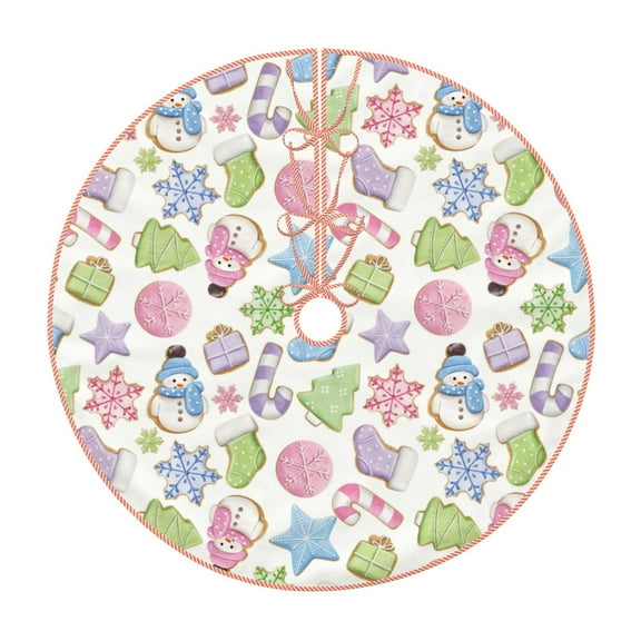 Disketp Pastel Christmas Cookies Christmas Tree Skirt, Christmas Tree Decorations, Christmas Decor, Tree Mat Decoration(30-48IN)-36"
