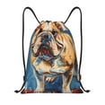 thumbnail image 1 of Disketp Patriotic Bulldog Welcome Drawstring Backpack Drawstring Gym Bags Draw String Bags for Sports, Gym, Travel, Swimming, Beach-Small, 1 of 6