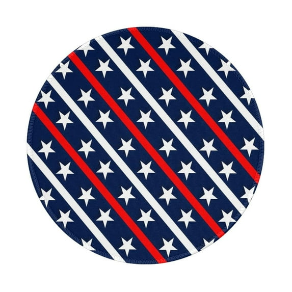 Disketp Patriotic Star Pattern Small Mouse Pad 7.9x7.9 Inches,Washable Round Mousepad For Office Laptop Computer,Non-Slip Rubber Base Mouse Pads For Wireless Mouse