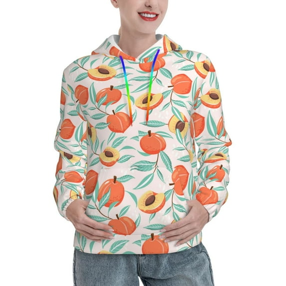 Disketp Peach Womens Casual Hoodies Crew Neck Long Sleeve Sweatshirts Pullover Tops-Medium