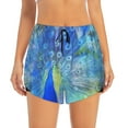 thumbnail image 1 of Disketp Peacock Print Women's Shorts Workout Shorts for Athletic Gym Running Shorts with Phone Pockets X-Large, 1 of 8