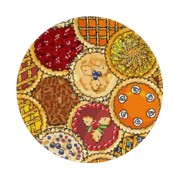 Disketp Pies Small Mouse Pad 7.9x7.9 Inches,Washable Round Mousepad For Office Laptop Computer,Non-Slip Rubber Base Mouse Pads For Wireless Mouse