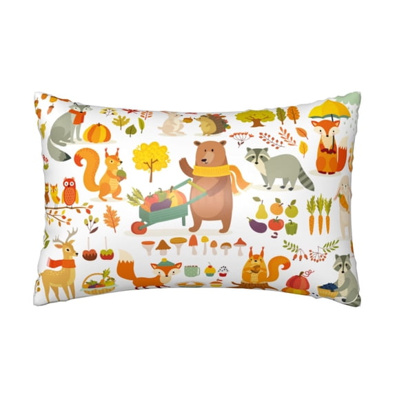 Disketp Pillow Covers Autumn Forest Animals Pattern Throw Pillow Case Cushion Covers,Cushion For Bedroom,Couch,Home-20"X30"