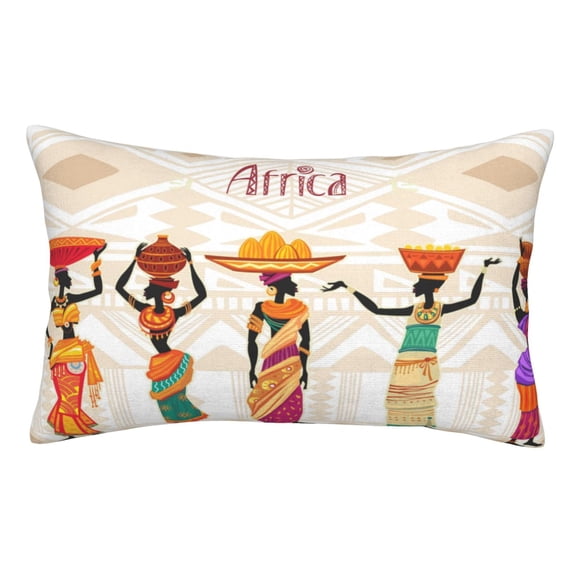 Disketp Pillow Covers Black Woman In Ethnic Dress Pattern Throw Pillow Case Cushion Covers,Cushion For Bedroom,Couch,Home (Pillow core not included)-14"X20"