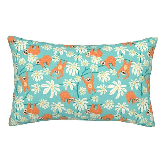 Disketp Pillow Covers Cute Sloth On Floral Tree Pattern Throw Pillow Case Cushion Covers,Cushion For Bedroom,Couch,Home-14"X20"