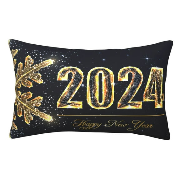 Disketp Pillow Covers Happy New Year 2024 Pattern Throw Pillow Case Cushion Covers,Cushion For Bedroom,Couch,Home-16"X24"