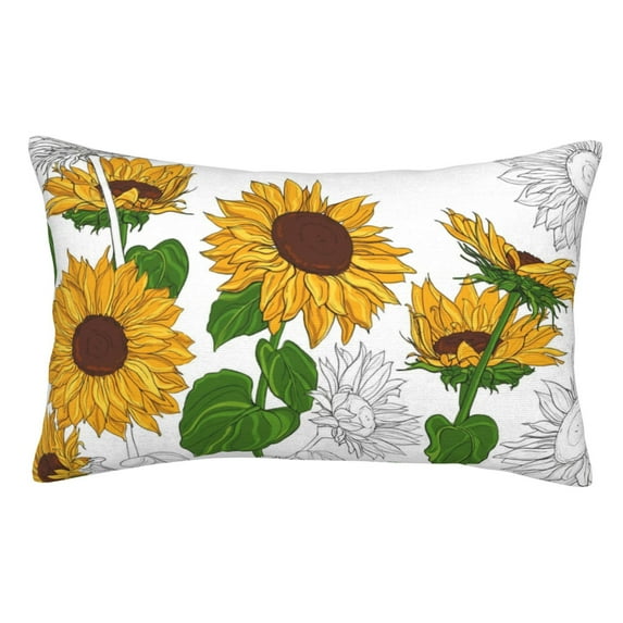 Disketp Pillow Covers Plump Sunflower And Sketch Pattern Throw Pillow Case Cushion Covers,Cushion For Bedroom,Couch,Home-20"X30"