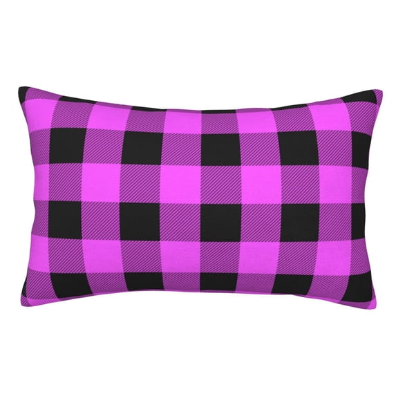 Disketp Pillow Covers Purple Black Buffalo Plaid Pattern Throw Pillow Case Cushion Covers,Cushion For Bedroom,Couch,Home-20"X30"