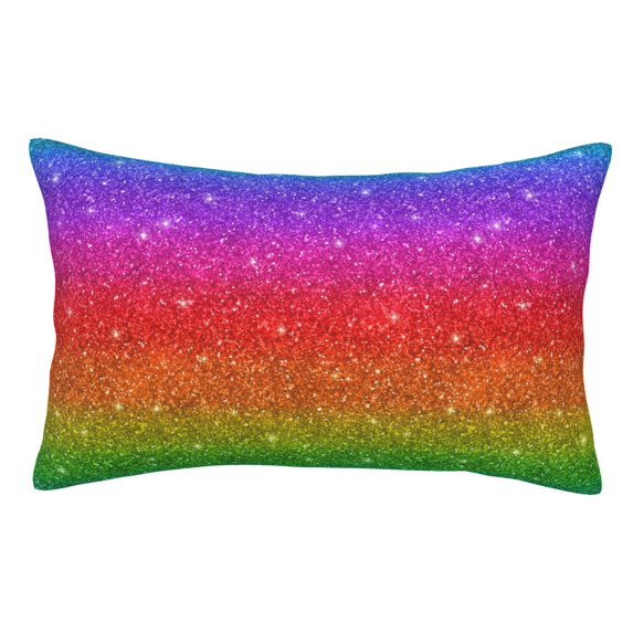 Disketp Pillow Covers Rainbow Glitter Pattern Throw Pillow Case Cushion Covers,Cushion For Bedroom,Couch,Home-14"X20"
