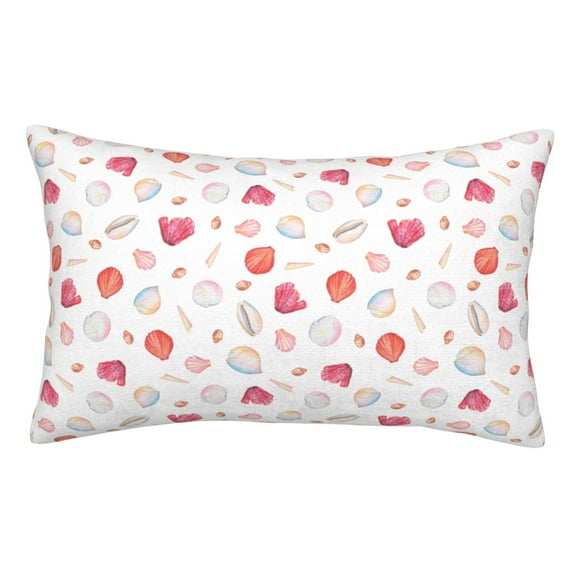 Disketp Pillow Covers Red Coral And Scallop Seashell Pattern Throw Pillow Case Cushion Covers,Cushion For Bedroom,Couch,Home-16"X24"