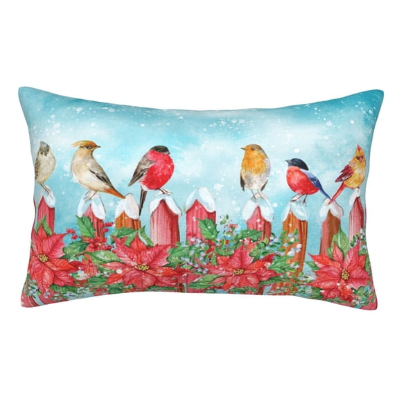 Disketp Pillow Covers Winter Birds On The Fence Pattern Throw Pillow Case Cushion Covers,Cushion For Bedroom,Couch,Home-16"X24"