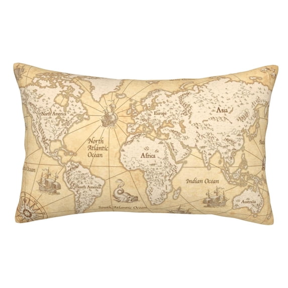 Disketp Pillow Covers World Map Pattern Throw Pillow Case Cushion Covers,Cushion For Bedroom,Couch,Home (Pillow core not included)-16"X24"