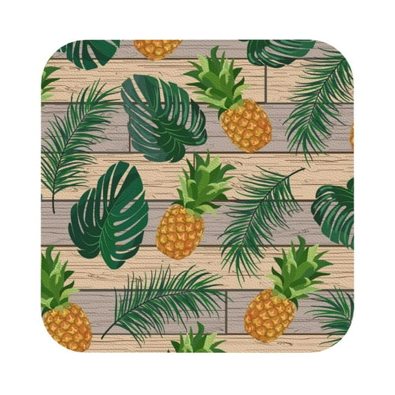 Disketp Pineapples Palm Leaves Funny Coasters,6 Pcs Leather Coasters With Holder, Perfect Housewarming Hostess Gifts,Protect Furniture From Water Marks Scratch And Damage