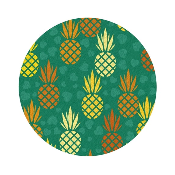 Disketp Pineapples1 Funny Coasters,4 Pcs Leather Coasters With Holder, Perfect Housewarming Hostess Gifts,Protect Furniture From Water Marks Scratch And Damage
