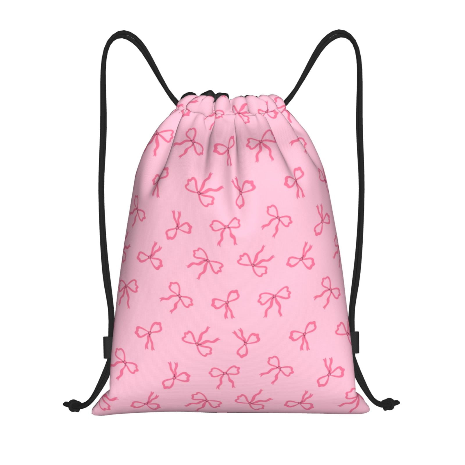 Disketp Pink Bows Drawstring Backpack Drawstring Gym Bags Draw