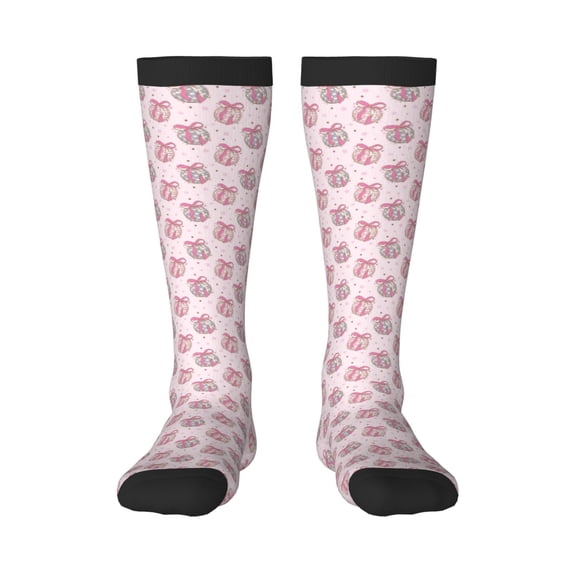 Disketp Pink Disco Ball Print Unisex Contrast Color Stockings Lightweight Breathable Ventilation Ankle Contrast Color Stockings, Contrast Color Stockings for Daily