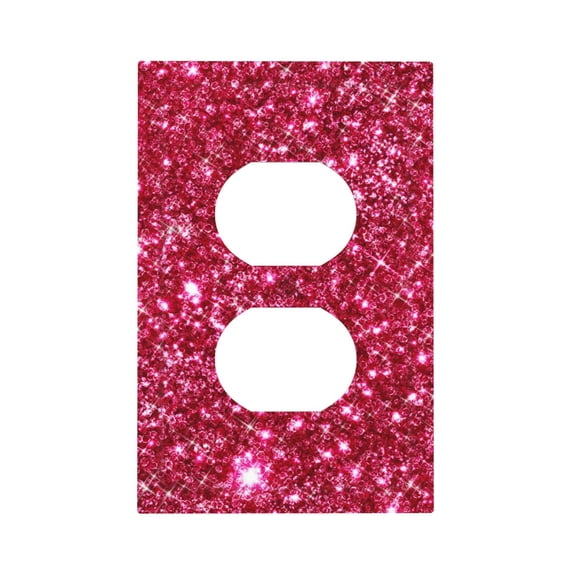 Disketp Pink Glitter Decorator Light Switch or Receptacle Outlet Wall Plate Decorator Wall Plate Child Safe Outlet Cover-Style S