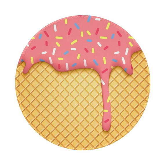 Disketp Pink Ice Cream Small Mouse Pad 7.9x7.9 Inches,Washable Round Mousepad For Office Laptop Computer,Non-Slip Rubber Base Mouse Pads For Wireless Mouse