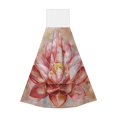 thumbnail image 1 of Disketp Pink Lotus Hanging Kitchen Towel Tie Towels Tea Bar Dish Cloths Dry Towel for Laundry Room Decor (18*14in), 1 of 7