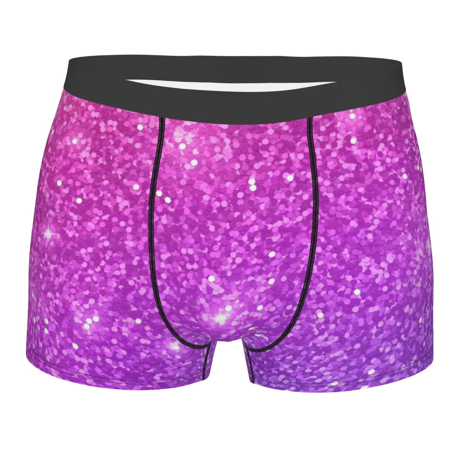 Disketp Pink Purple Glitter Mens Boxer Briefssoft And Breathable Cotton Underwear With 