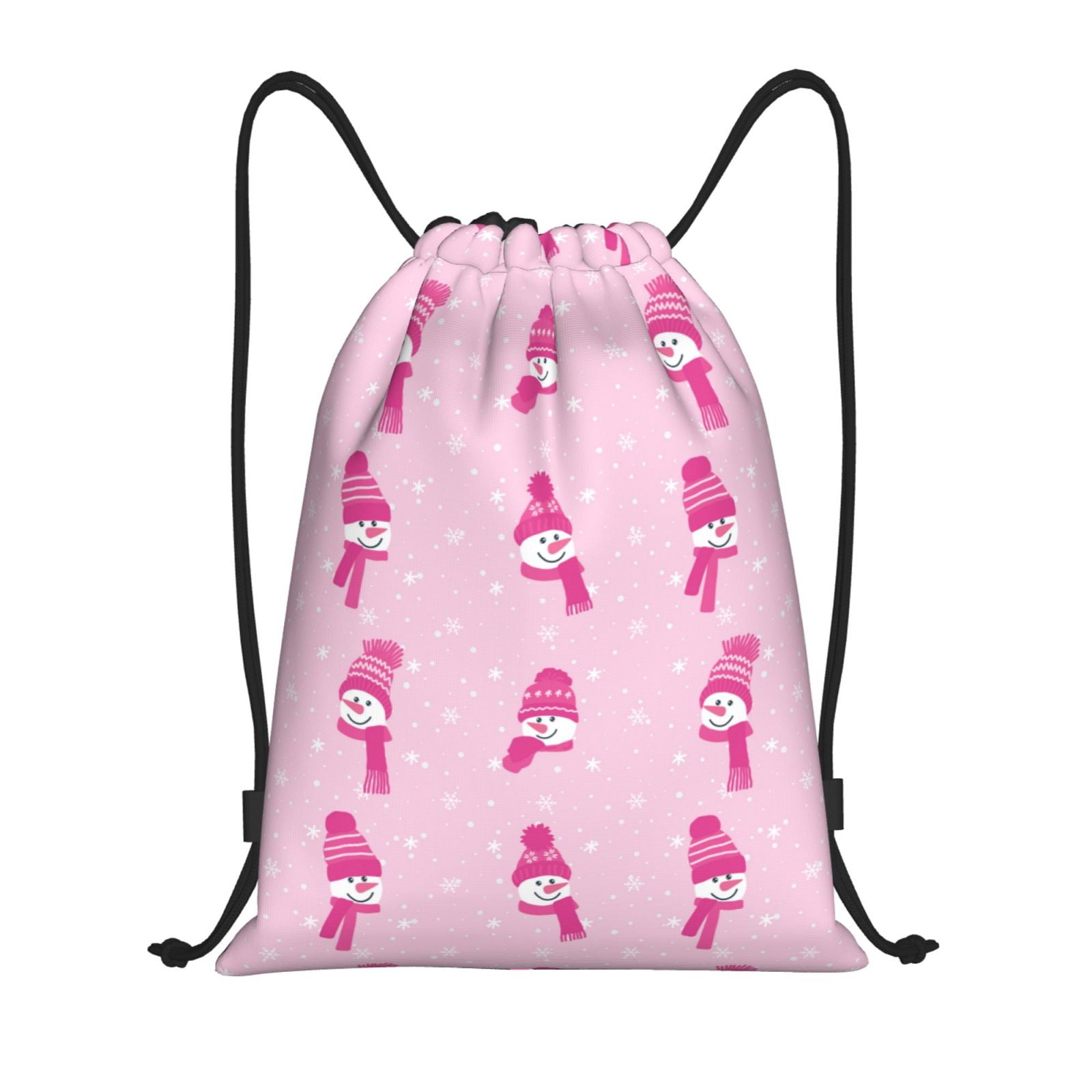 Disketp Pink Scarf Snowman Drawstring Backpack Drawstring Gym Bags Draw