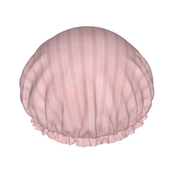Disketp Pink Stripes Shower Caps,Reusable Shower Cap For Women, Double Layer Waterproof Hair Cap, Large Size For All Hair Lengths,For Girls Spa Home Salon Use