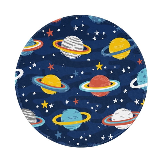 Disketp Planets and Stars Small Mouse Pad 7.9x7.9 Inches,Washable Round Mousepad for Office Laptop Computer,Non-Slip Rubber Base Mouse Pads for Wireless Mouse