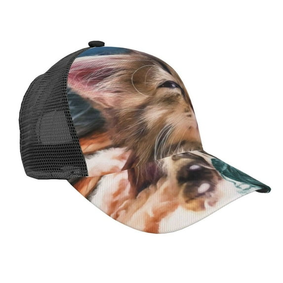 Disketp Playful Cat Print Trucker Hat Men Women - Mesh Baseball SnapBack Cap