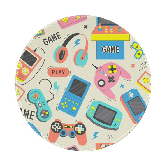 Disketp Playing Video Games Small Mouse Pad 7.9x7.9 Inches,Washable Round Mousepad For Office Laptop Computer,Non-Slip Rubber Base Mouse Pads For Wireless Mouse