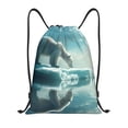 thumbnail image 1 of Disketp Polar Bear On Iceberg Drawstring Backpack Drawstring Gym Bags Draw String Bags for Sports, Gym, Travel, Swimming, Beach-Small, 1 of 6