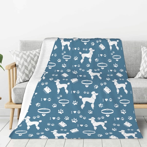 Disketp Poodle Dog Cozy Flannel Fleece Throw Blanket: Has a velvety texture for All Seasons - Perfect for Women, Men, & Kids"60"x50"