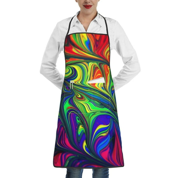 Disketp Pride Rainbow Kitchen Apron with adjustable Aprons for Women with Pockets Cooking Powder Pink Apron