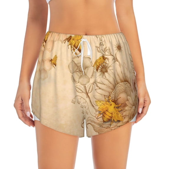 Disketp Print Women's Shorts Workout Shorts for Athletic Gym Running Shorts with Phone Pockets XX-Large