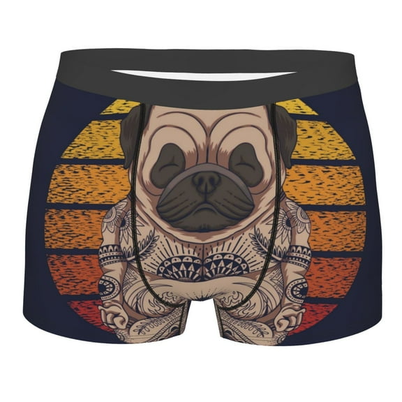 Disketp Pug Dog Yoga Men'S Boxer Briefs,Soft And Breathable Cotton Underwear With Comfortflex Waistband