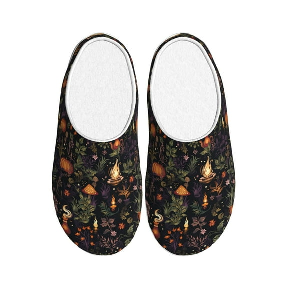 Disketp Pumpkin Plant Garden Women's Men's Slippers Plush Slip-On House Slipper for Winter Indoor Soft Cushion Non-slip Fluffy Slides Slippers-37/38
