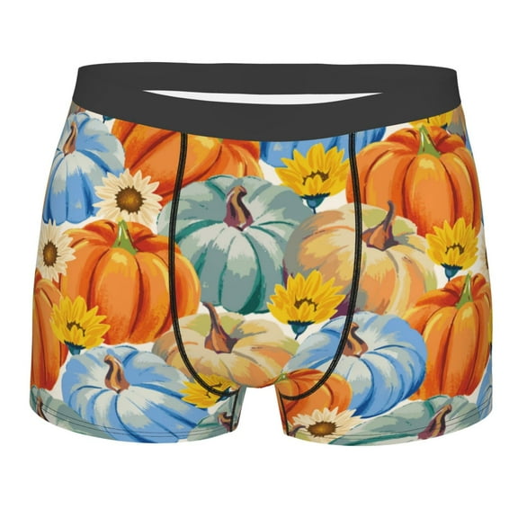 Disketp Pumpkins Sunflowers Men'S Boxer Briefs,Soft And Breathable Cotton Underwear With Comfortflex Waistband