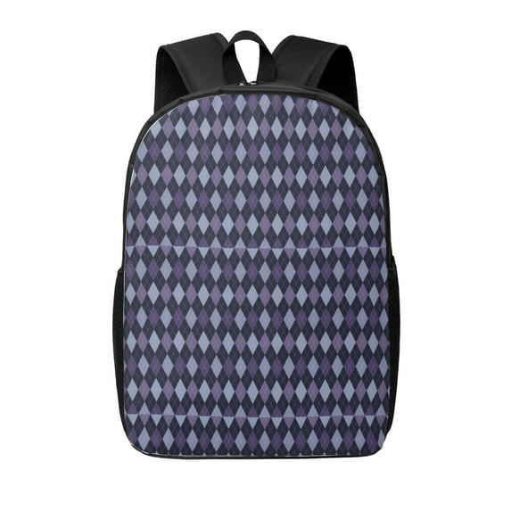 Disketp Purple and Blue Squares School Backpack, Lightweight Basic Middle School Bookbags 17 Inch Casual Daypack for Student College, Travel or Outdoor